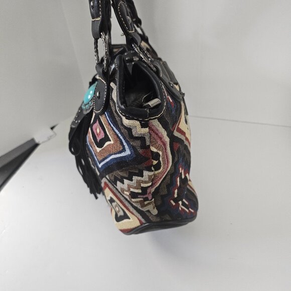 Montana West Shoulder Bag Western Southwestern Tapestry Boho Black NWT - Picture 5 of 10